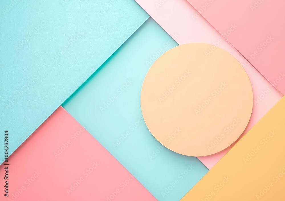 Poster soft pastel geometric shapes overlapping in minimalist design for a calm and serene atmosphere