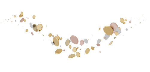 Glittering Spectacle: Captivating 3D Illustration of Glittery gold Confetti