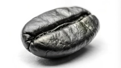 Naklejka premium Close up black and white coffee bean isolated on white background for commercial use