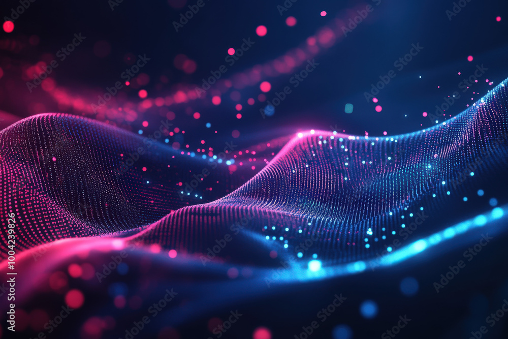 Poster dynamic waves of vibrant light in a captivating display of colors and textures swirling through a di