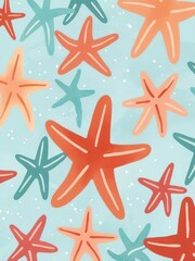 Sea Stars on Blue Background