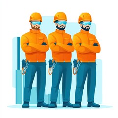 Construction Workers in Safety Gear with Sunglasses