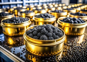 Caviar Production Process Showcasing the Luxurious Black Gold from Sturgeon in a Modern Facility
