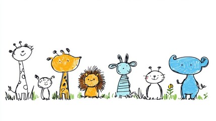 Obraz premium Cute Endangered Animal Illustrations for Kids