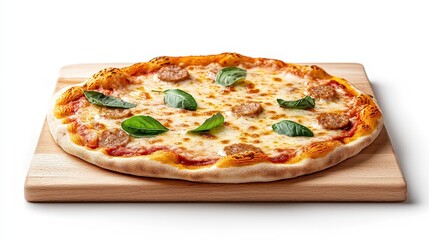 Delicious Homemade Pizza with Fresh Basil Garnish