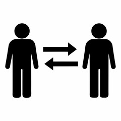 Social distancing icons concept with two figures maintaining safe distance