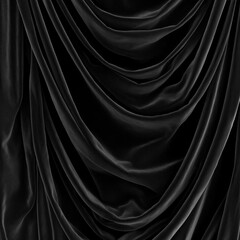 Obraz premium Black fabric drapery with elegant folds and soft texture on a dark background.