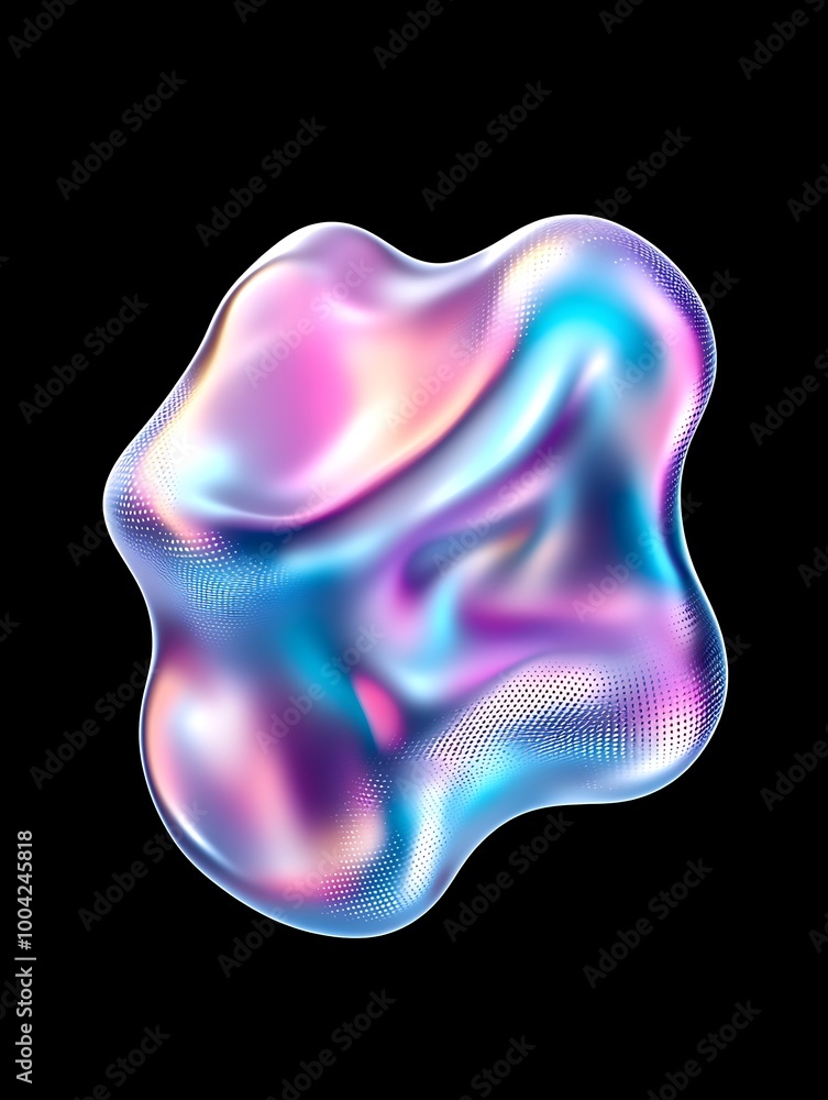 Aufkleber a colorful and abstract fluid shape with soft gradients in vibrant hues on a black background. a min