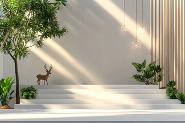 This is a mockup photo frame with Christmas decorations for a poster.