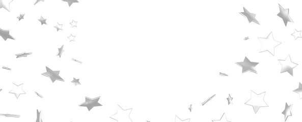sparkles silver stars on white background with text place- Image
