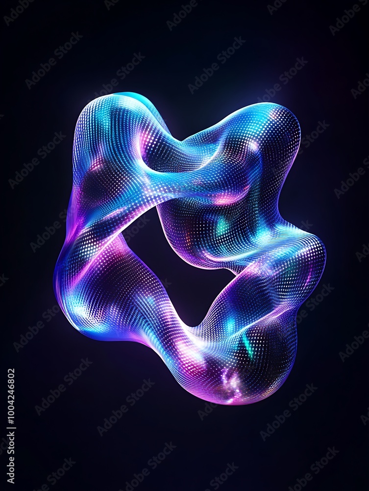 Poster a stunning, abstract digital shape with vibrant colors and fluid lines, perfect for modern design pr