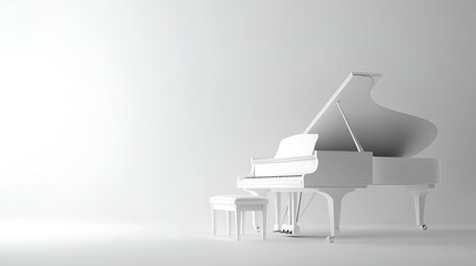 White classic grand piano on a white background