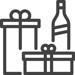 Simple vector Christmas gift outline icon on white background