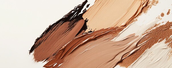 variety of makeup foundation swatches on white