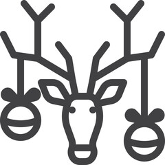 Simple vector reindeer head outline icon on white background