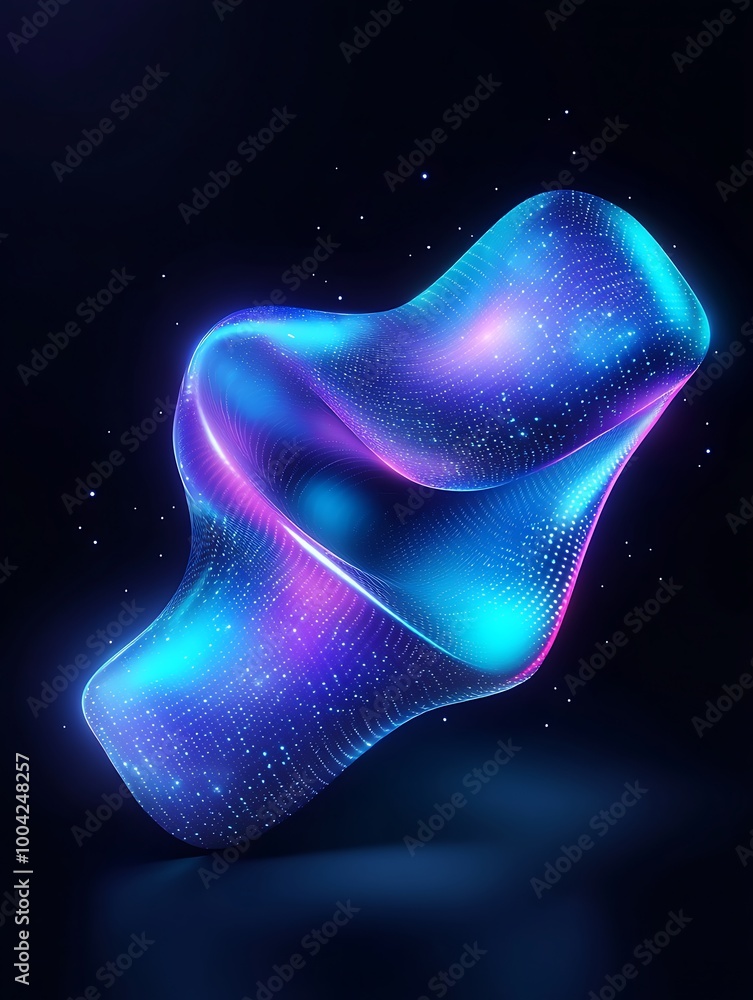 Poster a vibrant abstract shape flowing with dynamic colors, evoking a sense of movement and energy in a st