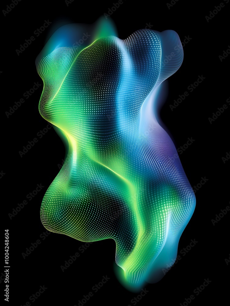 Poster a vibrant abstract shape with fluid colors blending seamlessly, creating a mesmerizing visual displa