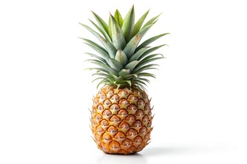Fototapeta premium Panoramic ripe pineapple isolated on white with clipping path