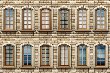 Obraz premium Panoramic seamless pattern of windows with stone frame