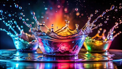 Vivid Liquid Motion High Dynamic Range Water Splash Photography Showcase Isolated Vibrant Splash, Creative Liquid Artistic Image for Graphic Design, Website Header, Print Material,