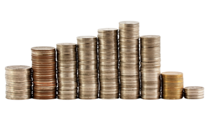 stack of coins isolated to PNG file
