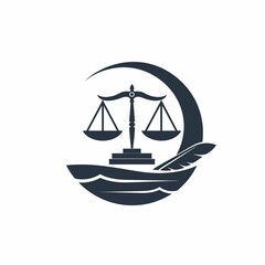 Symbol of Justice With Scales and a Crescent Moon in a Minimalistic Design