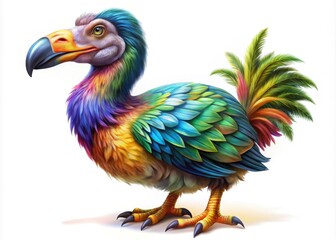 Fototapeta premium Colorful Dodo Bird Digital Art Illustration on Transparent Background for Wild Animal Enthusiasts