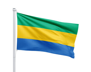 Gabon national flag on white background.