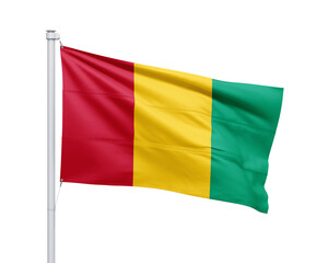 Guinea national flag on white background.