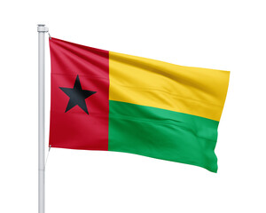 Guinea Bissau national flag on white background.