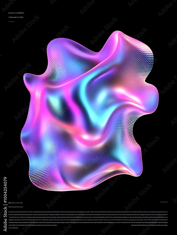 Aufkleber abstract 3d shape with vibrant colors and flowing form, set against a black background. a minimalist
