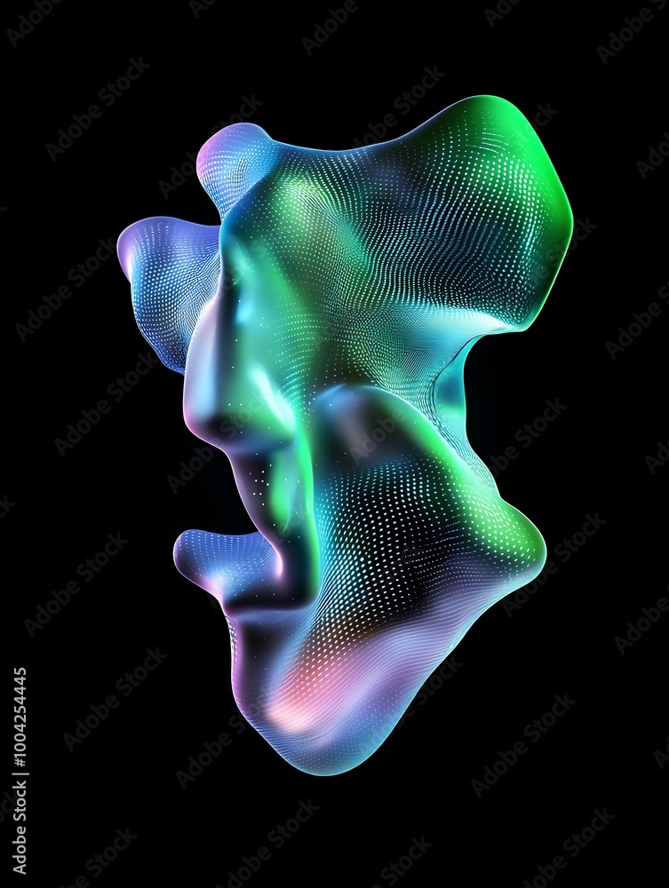 Aufkleber abstract 3d shape with vibrant colors and smooth curves, isolated against a black background. a mini