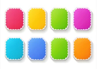 Colorful paper sticker label set isolated on a clean white background for creative design purposes