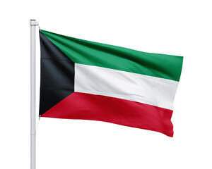 Kuwait national flag on white background.