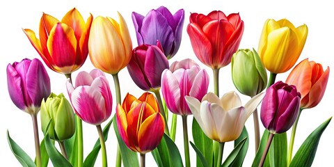 Fototapeta premium Colorful Tulip Clip Art Collection for Spring Floral Designs and Creative Projects in Various Styles