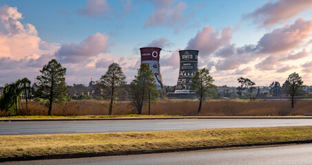 Towers of Orlando Power Station, in Soweto, South Africa
