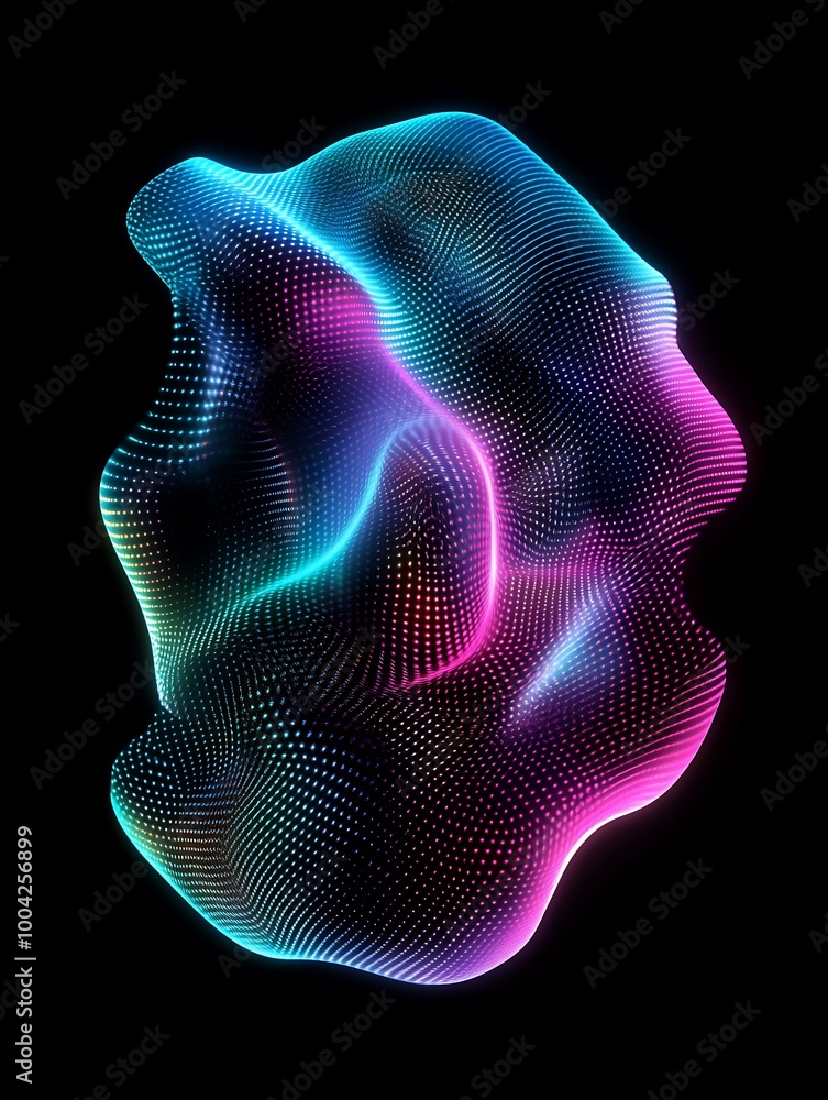 Aufkleber abstract colorful design with flowing shapes and patterns against a black background. a minimalist p