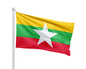 Myanmar national flag on white background.