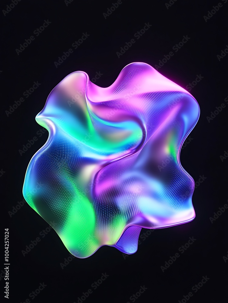 Poster abstract colorful design with smooth, flowing shapes and vibrant gradients on a dark background. a m