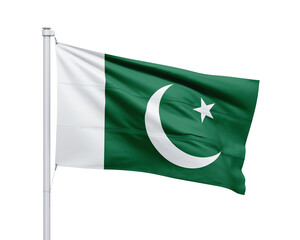 Pakistan national flag on white background.