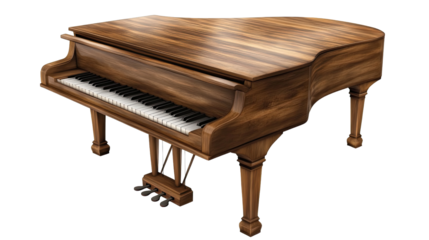 Antique piano keys isolated on a white background, showcasing the classic beauty of this musical instrument