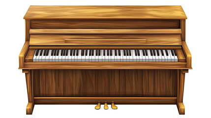 Fototapeta premium Antique piano keys isolated on a white background, showcasing the classic beauty of this musical instrument