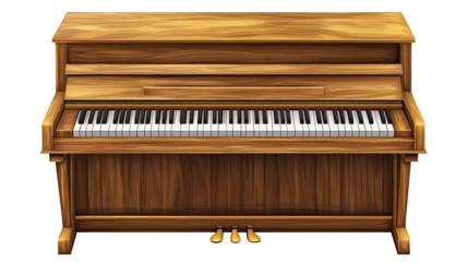 Antique piano keys isolated on a white background, showcasing the classic beauty of this musical instrument