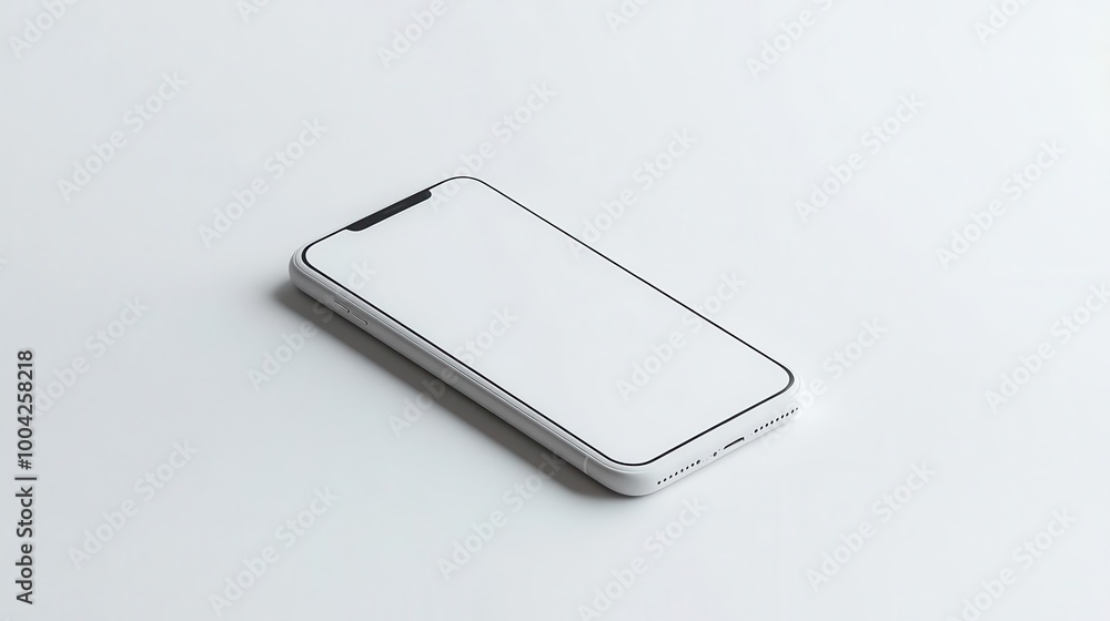 Poster sleek smartphone showcase pristine white device floating on pure white backdrop. bezel-less screen g