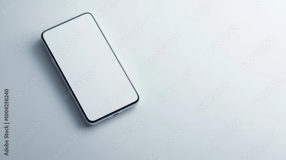 Poster sleek smartphone showcase pristine white device floating on pure white backdrop. bezel-less screen g