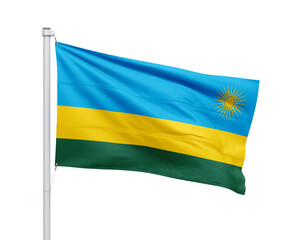 Rwanda national flag on white background.