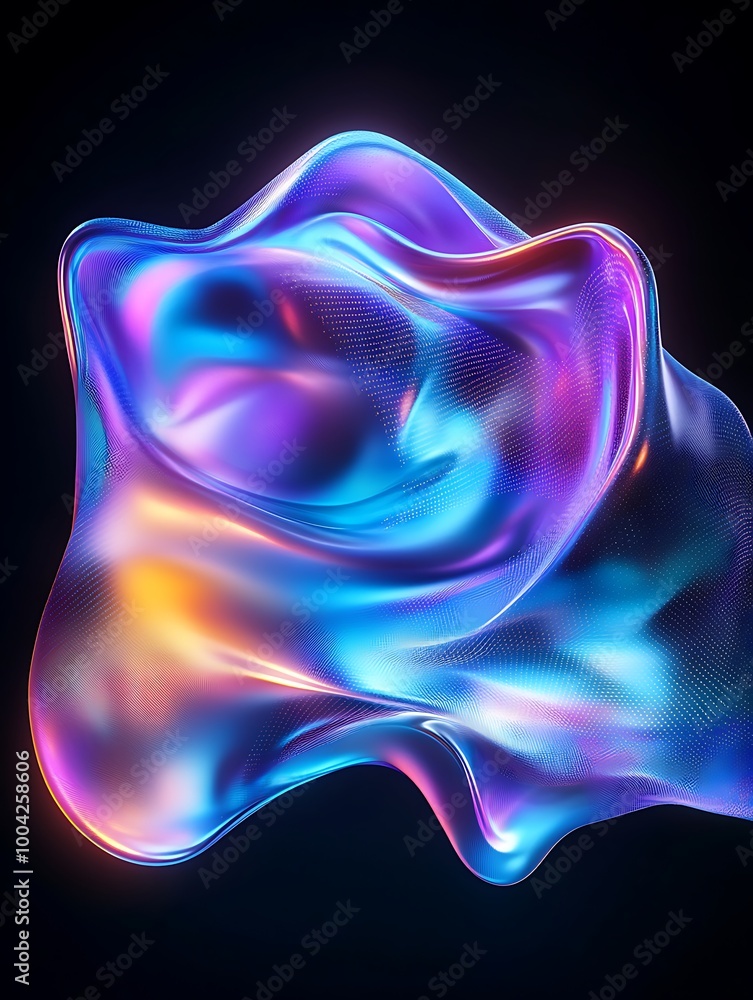 Poster abstract colorful fluid shape with vibrant gradients and smooth curves on a dark background. a minim