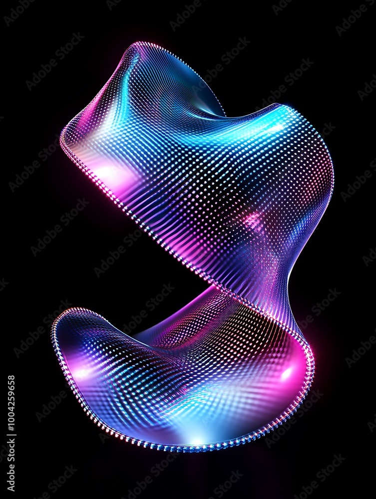Poster abstract colorful light waves creating a mesmerizing pattern on a black background. a minimalist pos