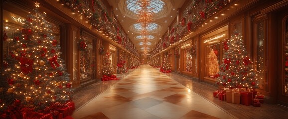 Obraz premium Festive Christmas Shopping Arcade