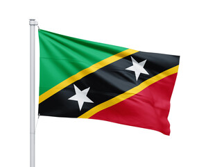 Obraz premium Saint Kitts and Nevis national flag on white background.